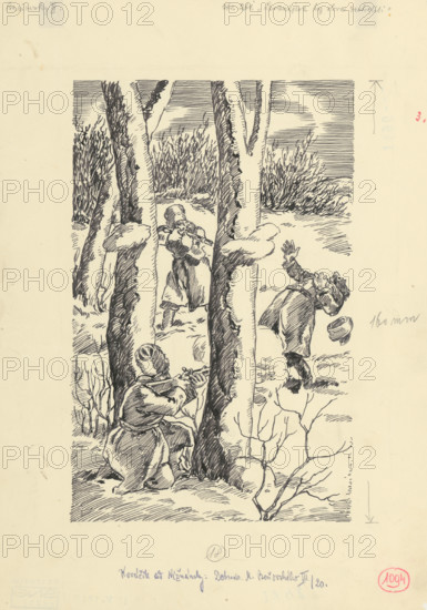 11.- Levaneyev was Shot Without Lead, 1953. Additional Info: Illustration for the novel by J.Niznansky The Adventures of Moric Benovsky, published by L.Mazac, Prague 1953 - 32 illus.