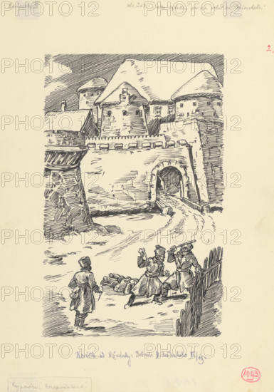 10.- Like a Mad Dog He Pounced on Benovsky, 953. Additional Info: Illustration for the novel by J.Niznansky The Adventures of Moric Benovsky, published by L.Mazac, Prague 1953 - 32 illus.