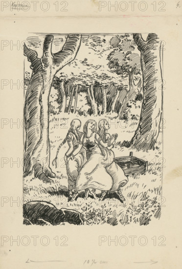 Dance, 1928. Additional Info: Illustration for the novel by F.Urbanek Kysuc, Society of St. Adalbert, Trnava, 1928 - 8 illus.