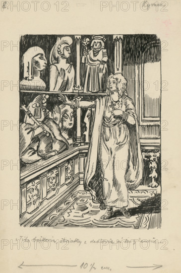 These Gods, Elves and Grandfathers are Just Stone, 1928. Additional Info: Illustration for the novel by F.Urbanek Kysuc, Society of St. Adalbert, Trnava, 1928 - 8 illus.