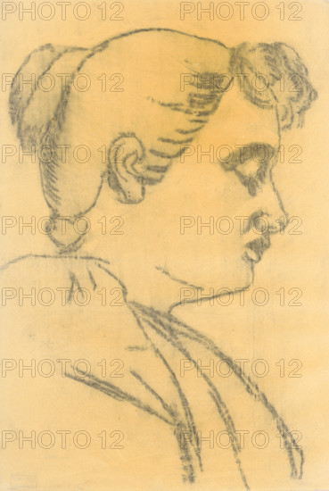 Head of a woman in profile, around 1890.