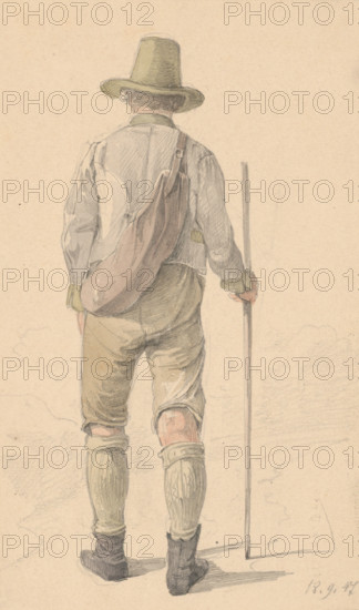 A walking man from the back, 1848.