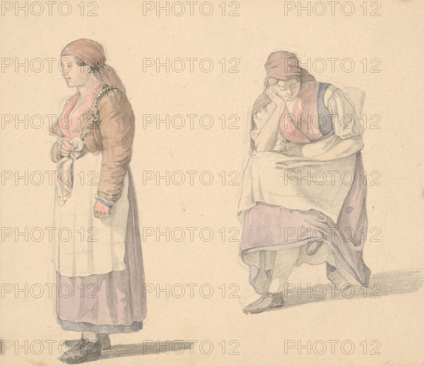Study of a standing and seated woman, 1839-1845.