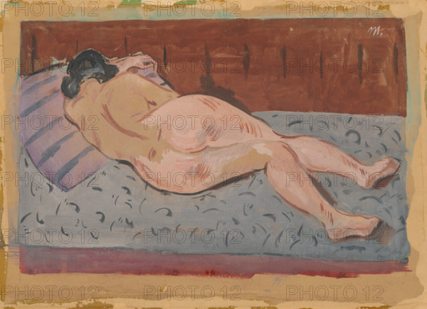 A reclining nude from behind, 1930-1939.
