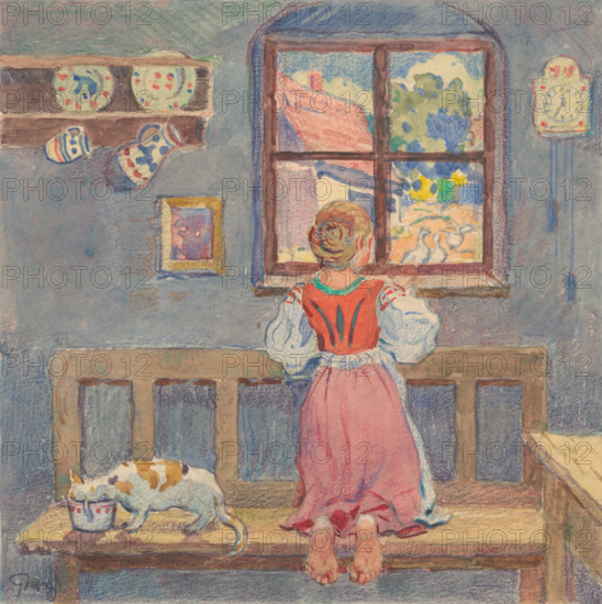 7.- The view from the room window, 1932. Additional Info: Illustrations for the book - August Horislav skultéty. Speeches. Bratislava : Viktor Sekey, [1932].