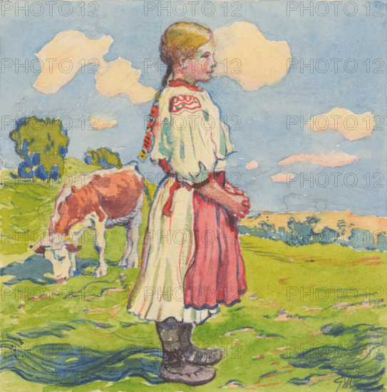 10.- The Shepherdess, 1932. Additional Info: Illustrations for the book - August Horislav skultéty. Speeches. Bratislava : Viktor Sekey, [1932].