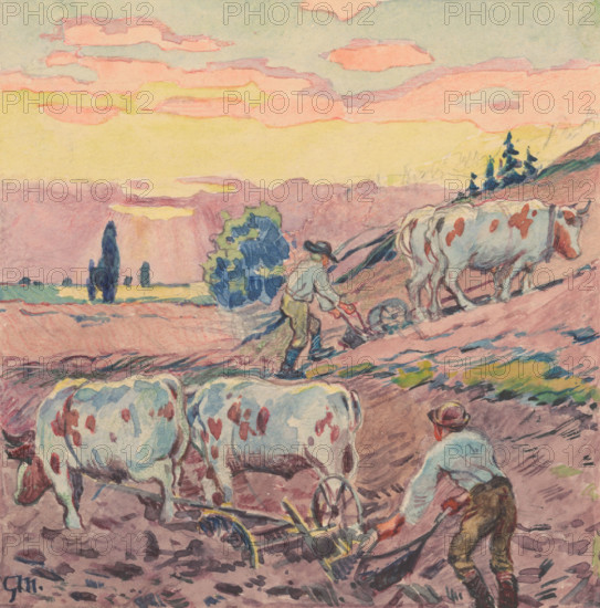 19.- Plowing, 1932. Additional Info: Illustrations for the book - August Horislav skultéty. Speeches. Bratislava : Viktor Sekey, [1932].