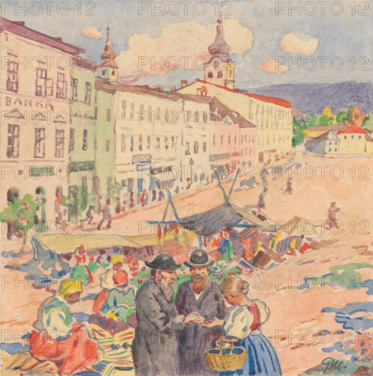 11.- At the Market, 1932. Additional Info: Illustrations for the book - August Horislav skultéty. Speeches. Bratislava : Viktor Sekey, [1932].