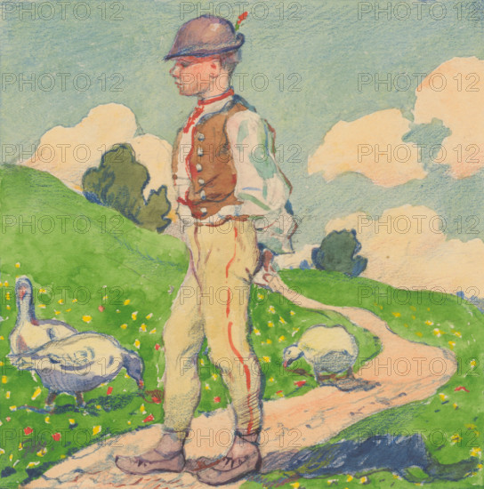 5.- Chasnik with geese, 1932. Additional Info: Illustrations for the book - August Horislav skultéty. Speeches. Bratislava : Viktor Sekey, [1932].