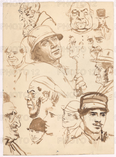Study of male faces, 1880-1910.