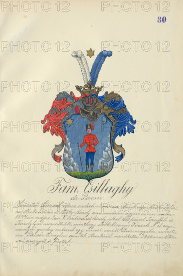 Coat of arms of the Csillaghy family, 1904. Additional Info: Adolf Medzihradsky's manuscript album arvamegyei nemesi csaladok cimerei 1755-1842 (Coats of arms of the gentry families of Orava County)