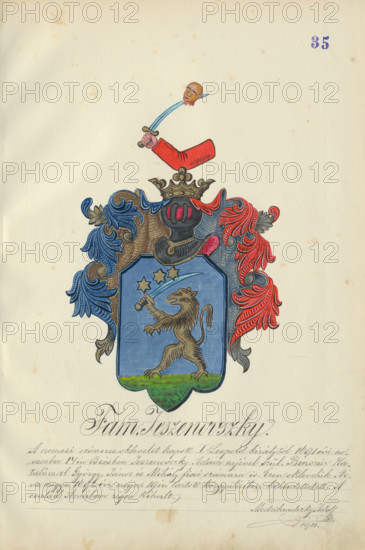 Coat of arms of the Jesenovska family, 1904. Additional Info: Adolf Medzihradsky's manuscript album arvamegyei nemesi csaladok cimerei 1755-1842 (Coats of arms of the gentry families of Orava County)