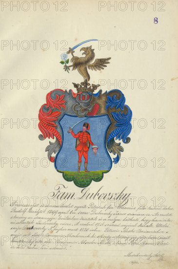 Coat of arms of the Dubovska family, 1904-1910. Additional Info: Adolf Medzihradsky's manuscript album arvamegyei nemesi csaladok cimerei 1755-1842 (Coats of arms of the gentry families of Orava County)