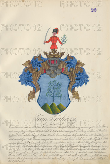 Coat of arms of the Trnkoczy family, 1904-1910. Additional Info: Adolf Medzihradsky's manuscript album arvamegyei nemesi csaladok cimerei 1755-1842 (Coats of arms of the gentry families of Orava County)