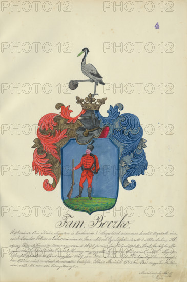 Coat of arms of the Bocz family, 1904. Additional Info: Adolf Medzihradsky's manuscript album arvamegyei nemesi csaladok cimerei 1755-1842 (Coats of arms of the gentry families of Orava County)