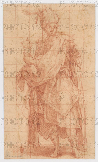 Study of a male figure with a goblet (one of the kings from "The Adoration"), 1550/1600.