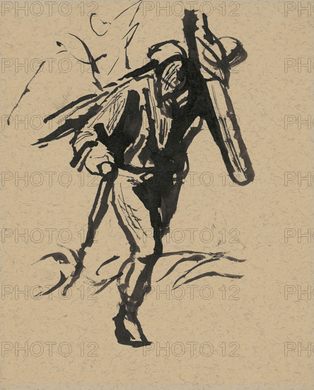 Man carrying a cross, 1940-1944.