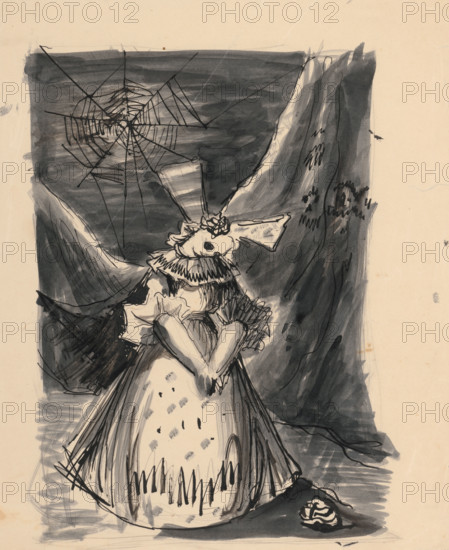 Dead girl with a bow (illustration of a fairy tale?) , 1940/1944.