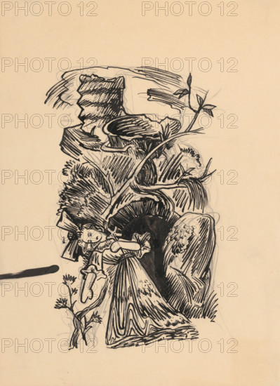 Dead girl with a bow (illustration of a fairy tale?) , 1940/1944.