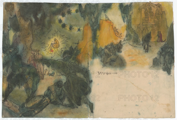 Double-page illustration to a fairy tale, 1940-1944.