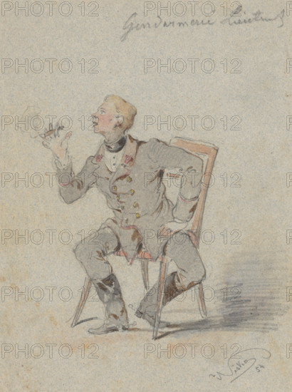 Seated Gendarmerie Lieutenant, 1854.
