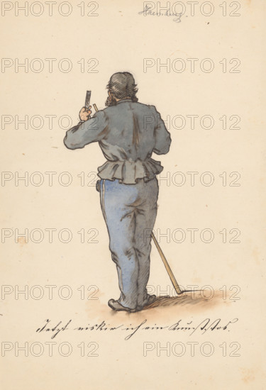 Standing man from behind, 1850-1860.