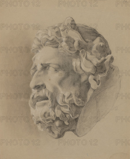 Study of a man with a beard based on a plaster cast, around 1848.