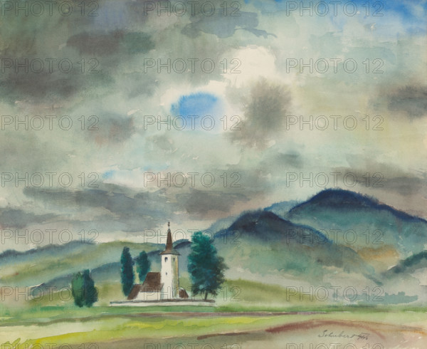 Landscape from the surroundings of Varin, 1946.