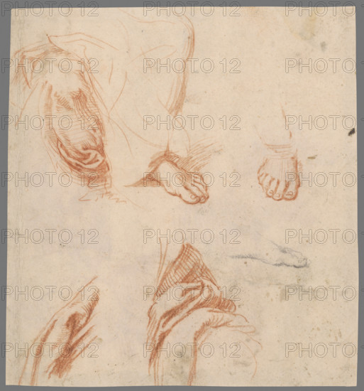 Studies of legs with drapery, 1701/1800.