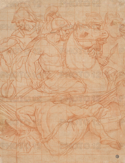 Fragment of cardboard for the painting of Constantius, the battle against Max..., around 1490-1530.