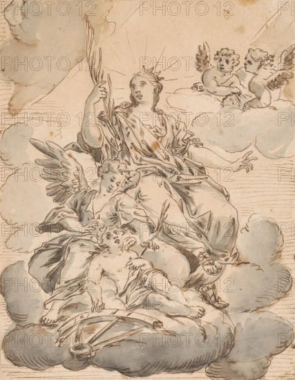 Madonna with angels on the clouds, 2nd half 18th century.