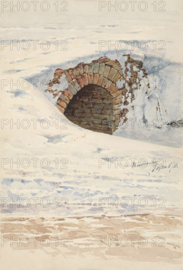 Old bridge in winter, 1921.