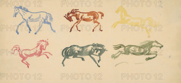 Sketch of galloping horses, 1940-1943.