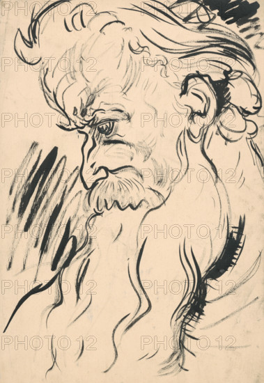 Old man's head with a beard, 1940 onwards.