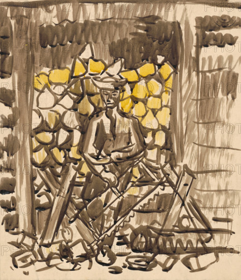 Sawing wood, 1940-1944.