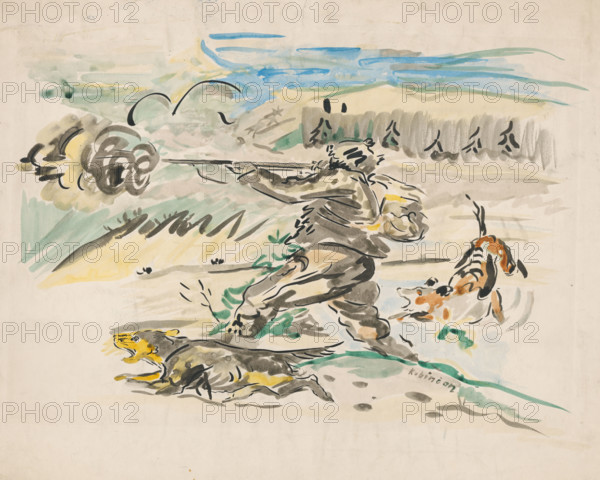 Shooting hunter, around 1940.