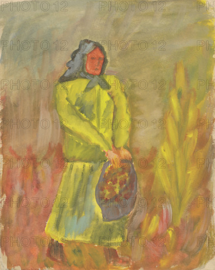 Woman with basket, 1930-1944.