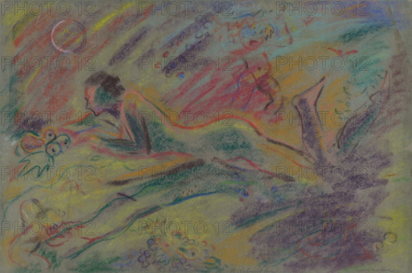 A reclining female nude in the countryside, 1933-1944.