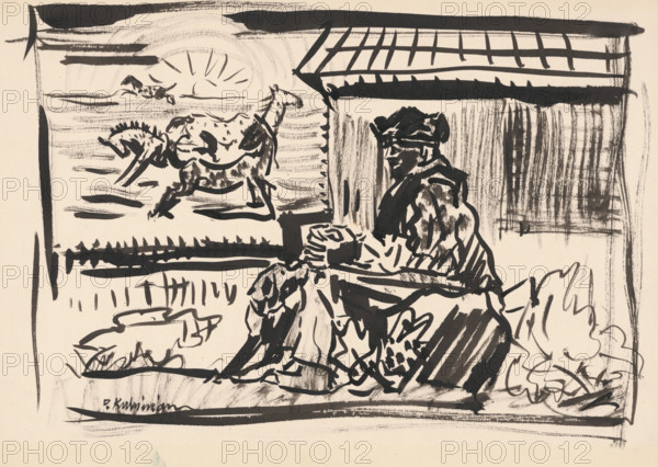 Man with horses, c1935.