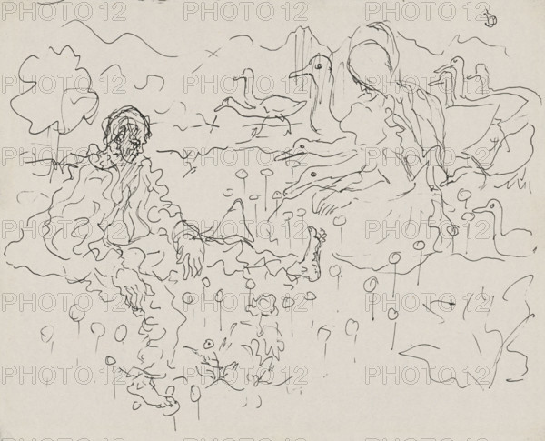 Man with geese, c1935.
