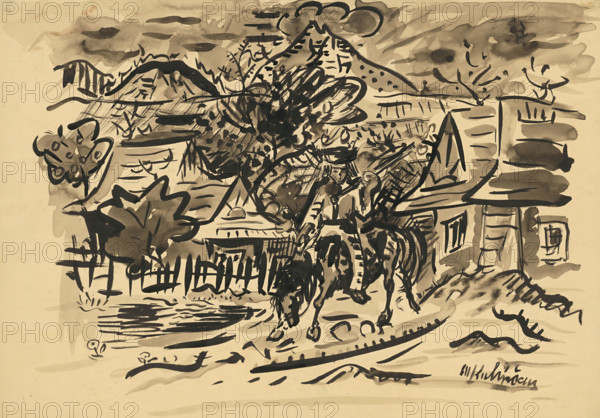 Man from Orava on a horse, c1935.