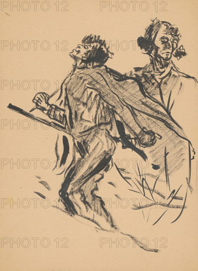 Hunter and figure, 1st half 20th century.