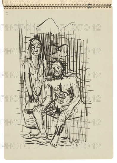 Sketchbook 22 Man and Woman with a Bucket, 1st half 20th century.