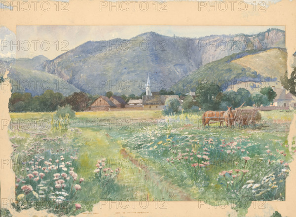Landscape with a flowering meadow, around 1900.