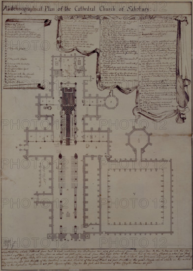 An Ichnographical Plan of the Cathedral Church of Salisbury, 1720-1780. Creator: Unknown.