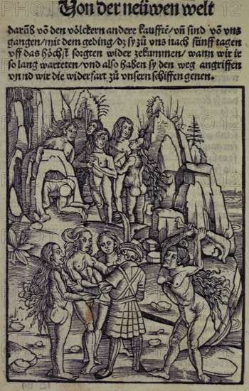 A European about to be attacked by an indigenous person,1509. Creator: Unknown.