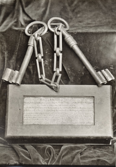 The ancient keys of Lancaster Castle, Lancashire, 1851. Creator: Unknown.