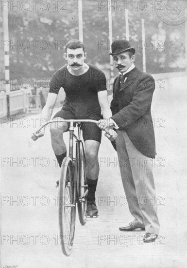 Portrait of the cyclist JW Stocks, 1896. Creator: RW Thomas.