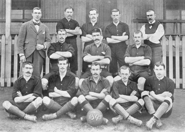 Group portrait of Woolwich Arsenal football team, 1896. Creator: Symmons & Thiele.
