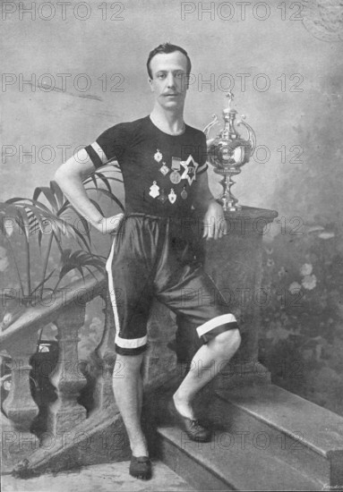 Portrait of the athlete WJ Fowler, 1896. Creator: Symmons & Thiele.